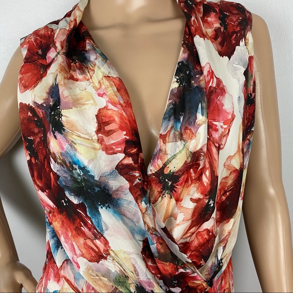 HAUTE HIPPIE FLORAL PRINT HIGH-LOW CHIFFON DRESS - Picture 3 of 7